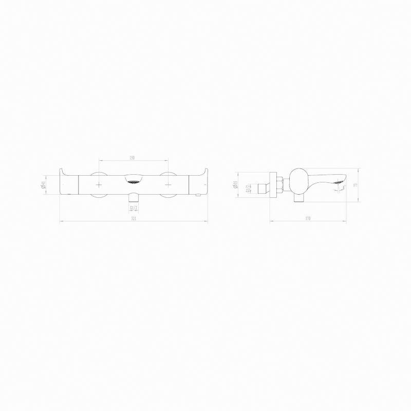 Termostatisk Badekararmatur Kentia 321 mm Krom