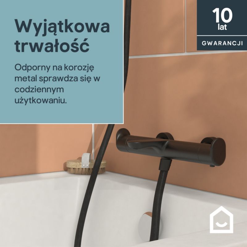 Termostatisk Badekararmatur Kentia Mat Sort 2-Grebs