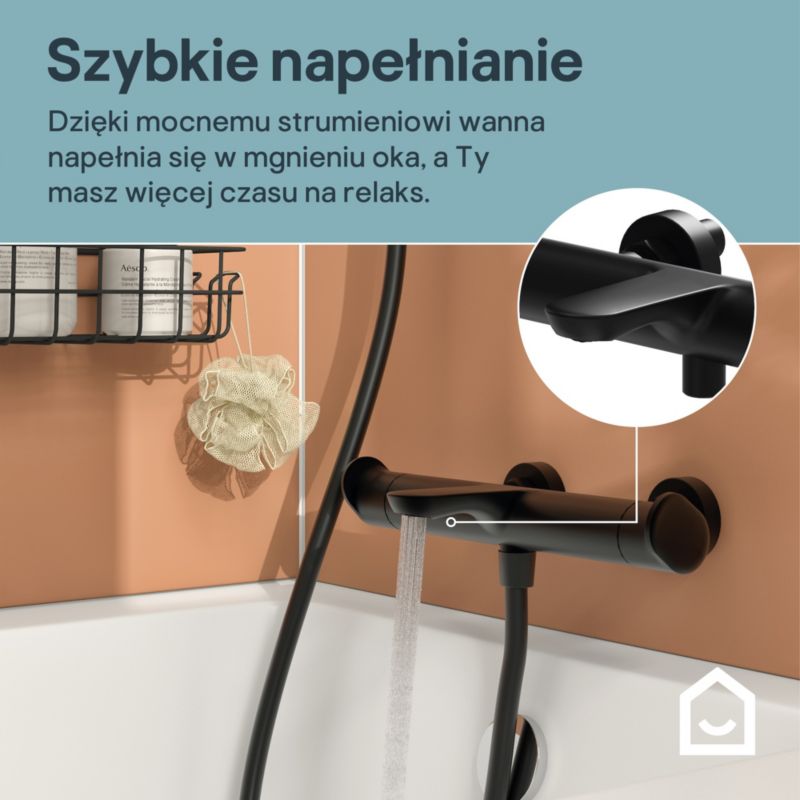 Termostatisk Badekararmatur Kentia Mat Sort 2-Grebs