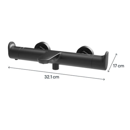 Termostatisk Badekararmatur Kentia Mat Sort 2-Grebs