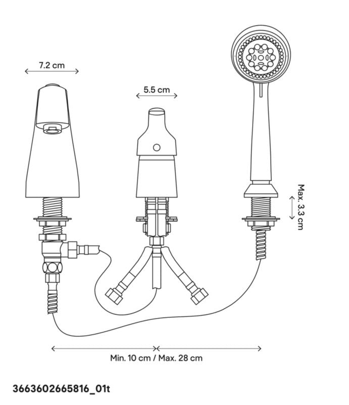 3-huls badekararmatur Kerries Krom 25,1 cm