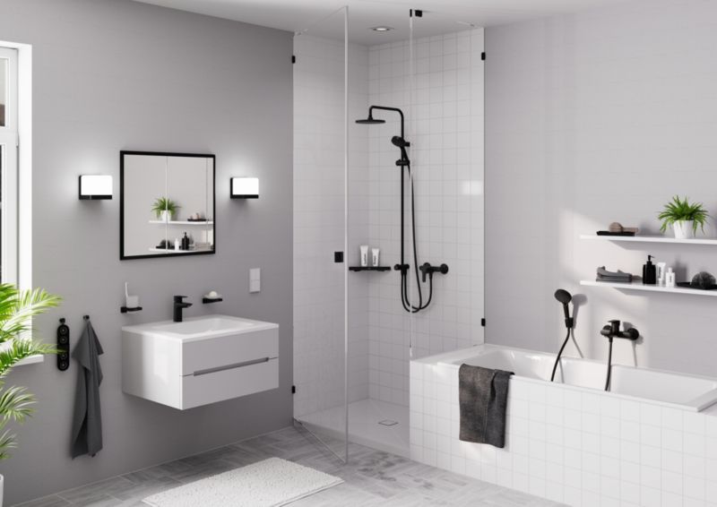 Badekararmatur Sort Mat 194 mm Udløb 22 L/min