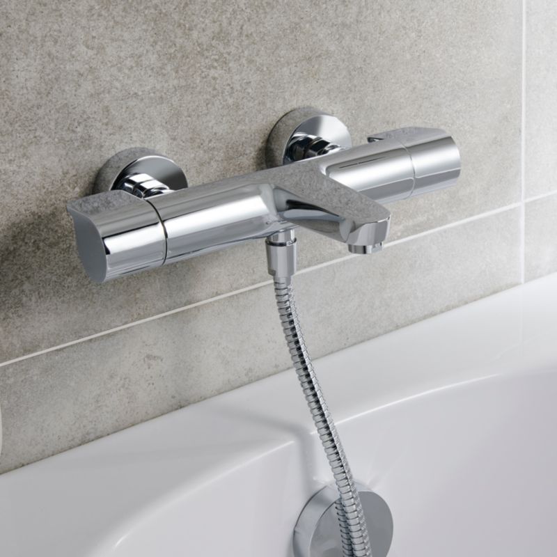 Termostatisk Badekararmatur med 38°C Lås 297x203x76 mm Sølv