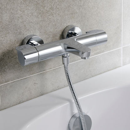 Termostatisk Badekararmatur med 38°C Lås 297x203x76 mm Sølv