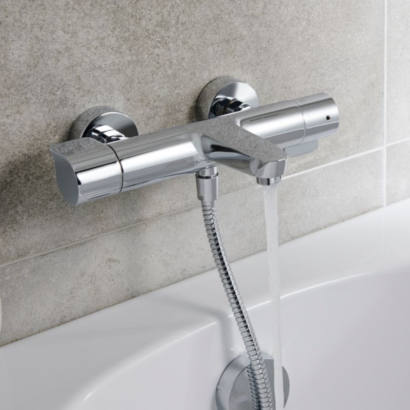 Termostatisk Badekararmatur med 38°C Lås 297x203x76 mm Sølv