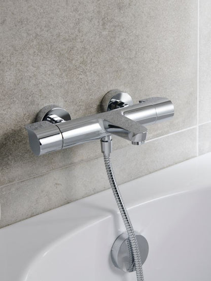 Termostatisk Badekararmatur med 38°C Lås 297x203x76 mm Sølv