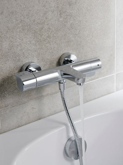 Termostatisk Badekararmatur med 38°C Lås 297x203x76 mm Sølv