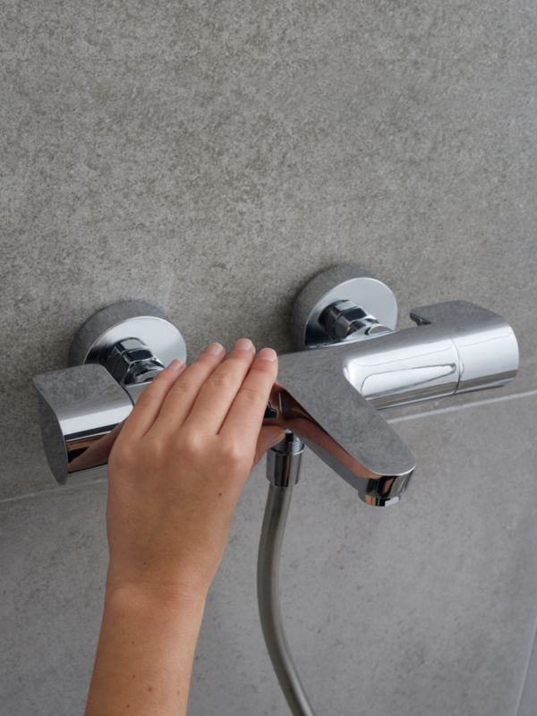 Termostatisk Badekararmatur med 38°C Lås 297x203x76 mm Sølv