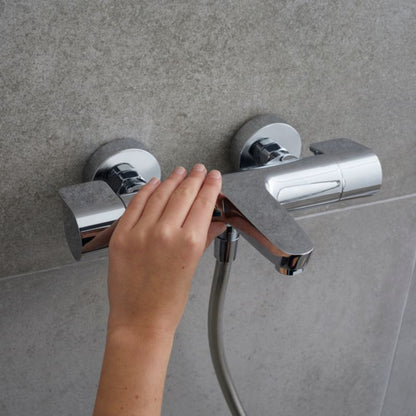 Termostatisk Badekararmatur med 38°C Lås 297x203x76 mm Sølv