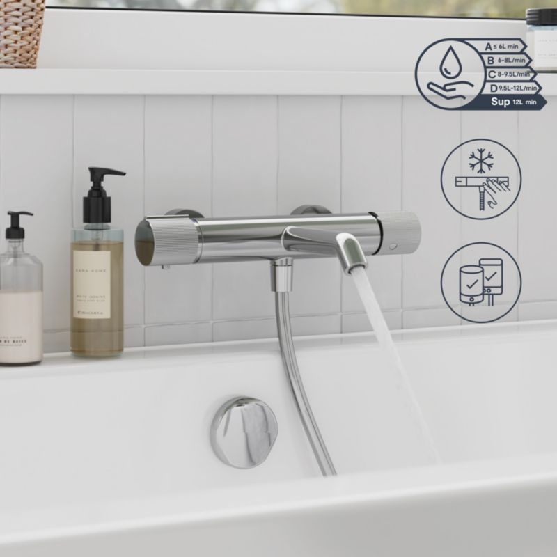 Termostatisk badekarbatteri GoodHome Levanna i krom