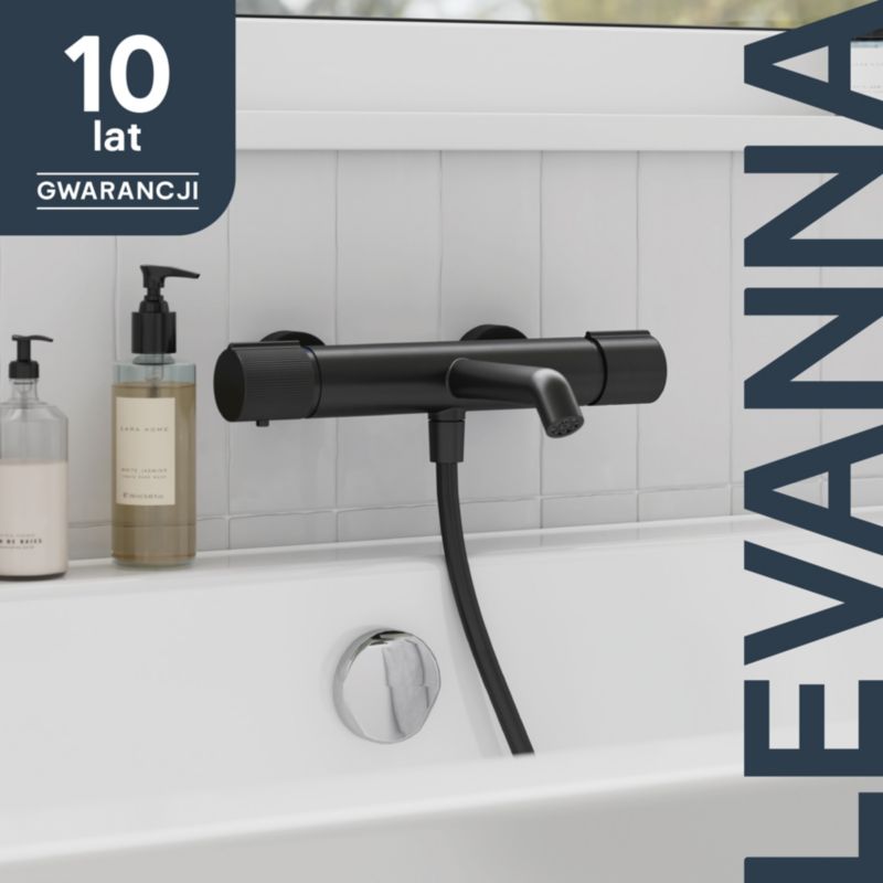 Termostatisk badekarbatteri GoodHome Levanna mat-sort