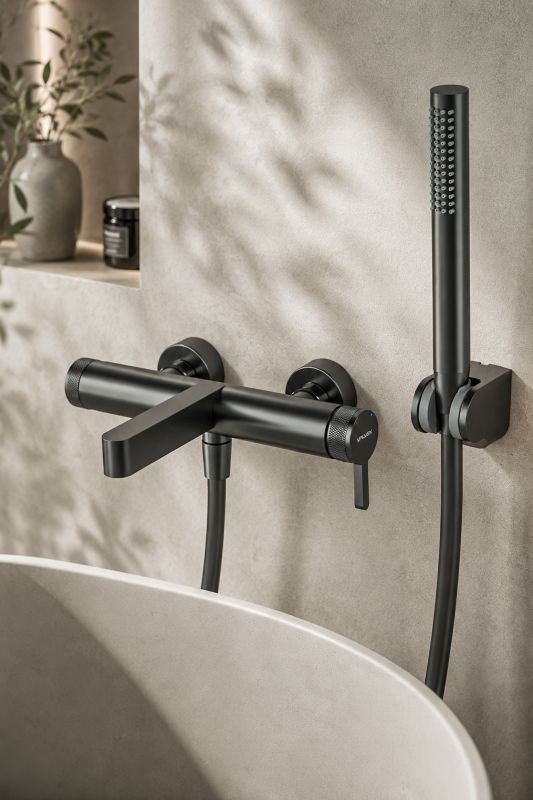Badekararmatur 300 mm Udløb Gun Metal Satfinish