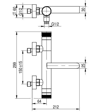Badeværelsesarmatur Satinsølv 300 mm med Keramisk Patron