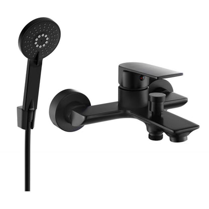 Sort badekarbatteri med brusesæt Mexen Alexa R40, 1 sæt