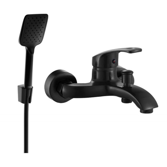 Sort badekarbatteri med brusesæt Mexen Fabia R62, 1 sæt