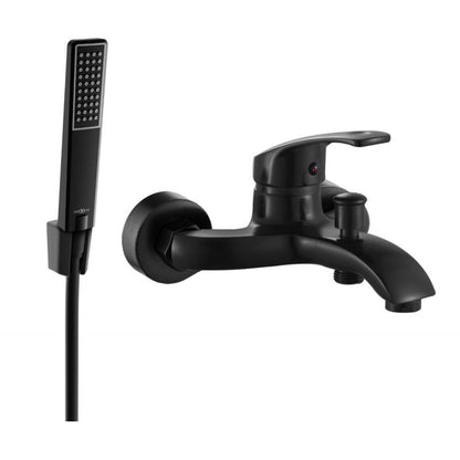 Sort badekarbatteri med brusesæt Mexen Fabia R72, 1 sæt