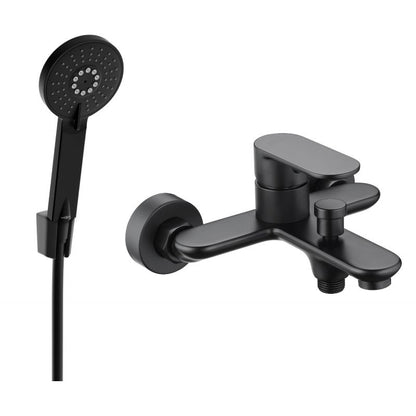 Sort badekarbatteri med brusesæt Mexen Milo R40, 1 sæt