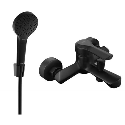 Mexen Sabre R05 badekarbatteri med brusesæt i mat-sort finish, 1 sæt