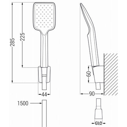 Badekarbatteri med brusesæt Mexen Sabre R62 krom 1 sæt