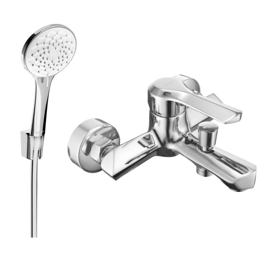 Mexen Sabre R74 badekarbatteri med brusesæt i krom, 1 sæt