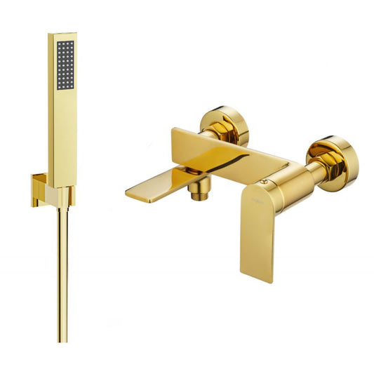 Mexen Zero R02 badekarbatteri med brusesæt i guld, 1 sæt