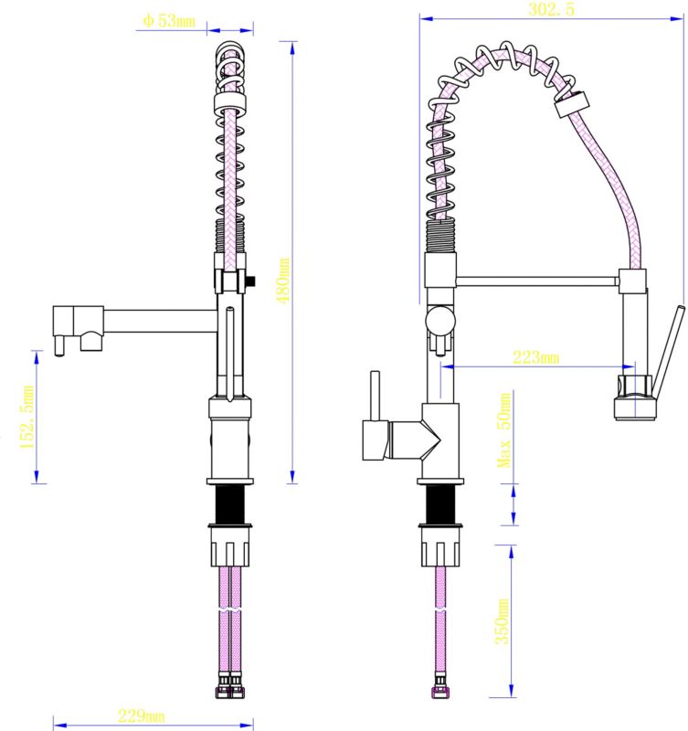 Bilbrough køkkenarmatur med sort, udtrækkelig tud