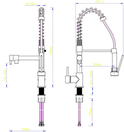 Bilbrough køkkenarmatur med sort, udtrækkelig tud