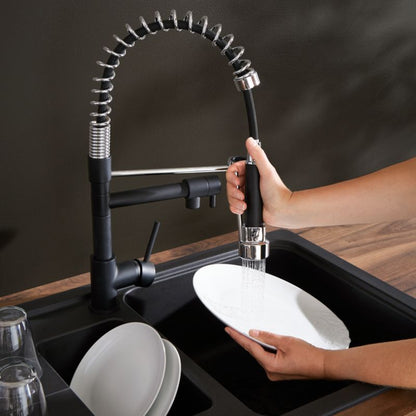 Bilbrough køkkenarmatur med sort, udtrækkelig tud