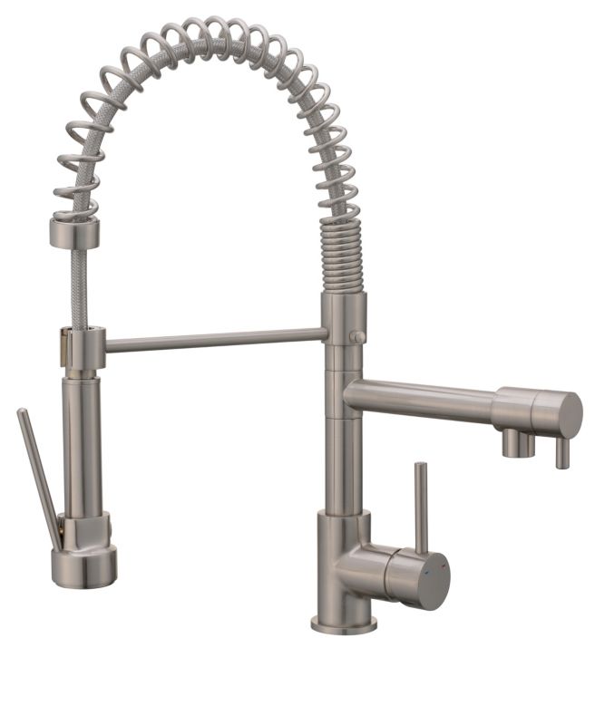 Bilbrough køkkenarmatur med bevægelig tud i børstet stål