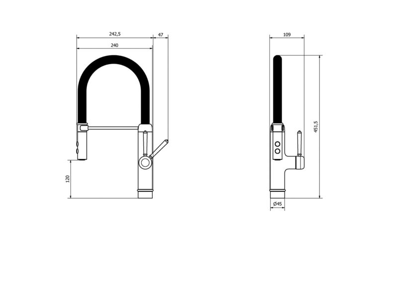 GoodHome Gevuina køkkenarmatur med udtrækkelig tud i mat-sort