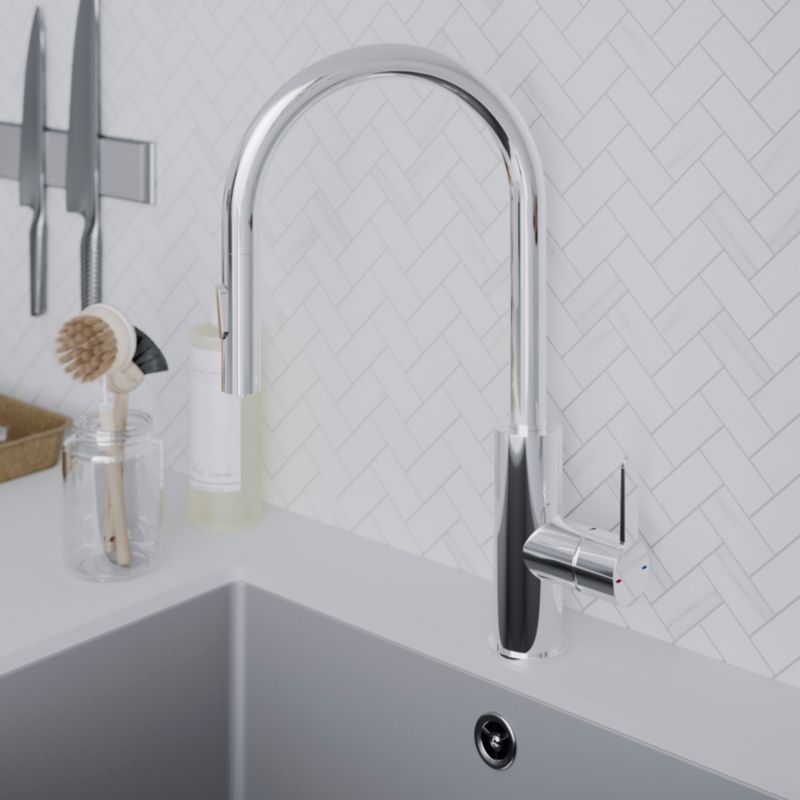 GoodHome Zanthe køkkenarmatur med udtrækkelig tud, krom