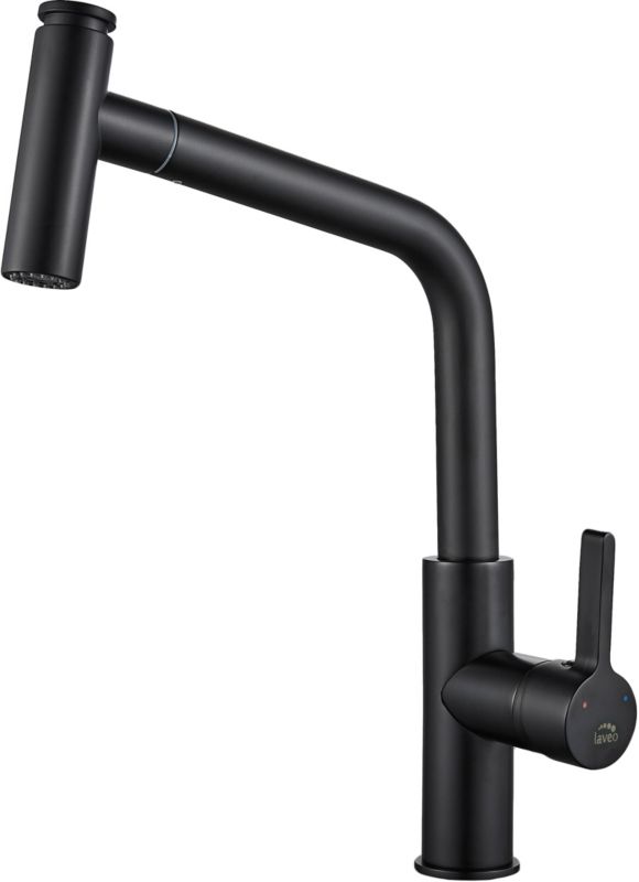 Laveo Avila køkkenarmatur med udtrækkelig tud i mat sort