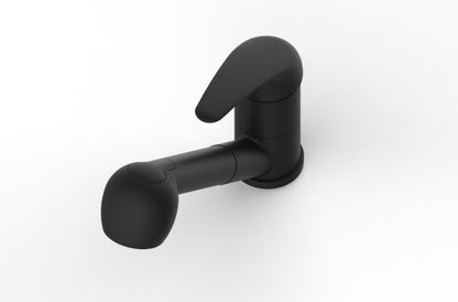 Mokau køkkenarmatur i mat sort med udtrækkelig tud