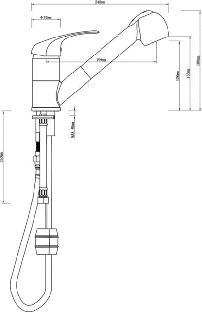 Mokau køkkenarmatur med udtrækkelig tud i krom