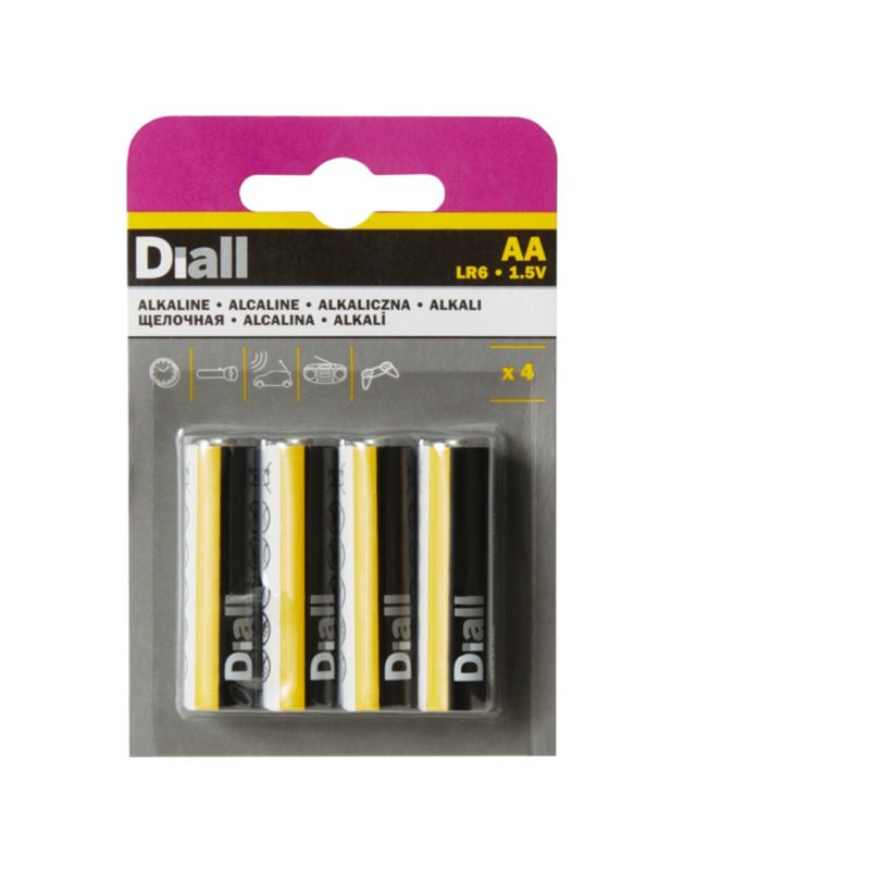 Diall alkaline batterier AA 4 stk.