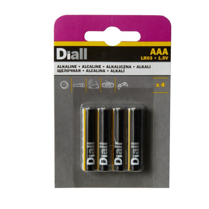 Diall AAA alkalinebatterier 4 stk.