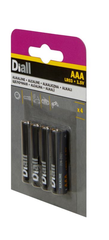 Diall AAA alkalinebatterier 4 stk.