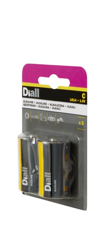Diall C alkalinebatterier, 2 stk.