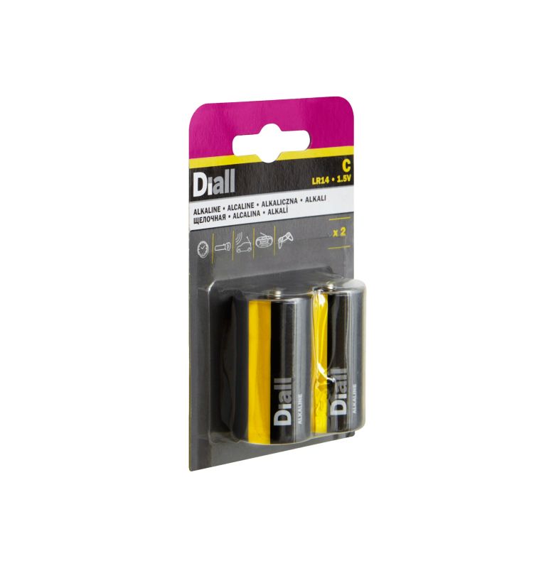 Diall C alkalinebatterier, 2 stk.