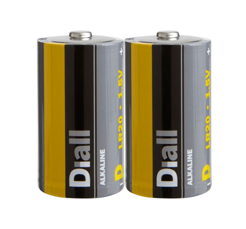 Diall alkalinebatterier D 2 stk.
