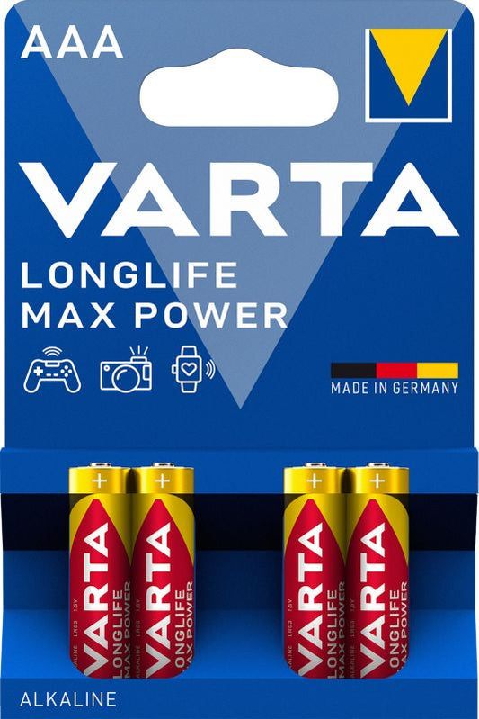 VARTA Longlife Max Power AAA-batterier, 4 stk.