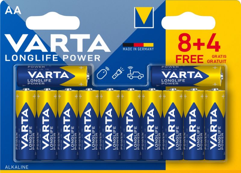 VARTA Longlife Power AA-batterier 8+4 stk.