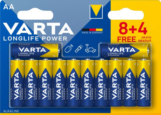 VARTA Longlife Power AA-batterier 8+4 stk.