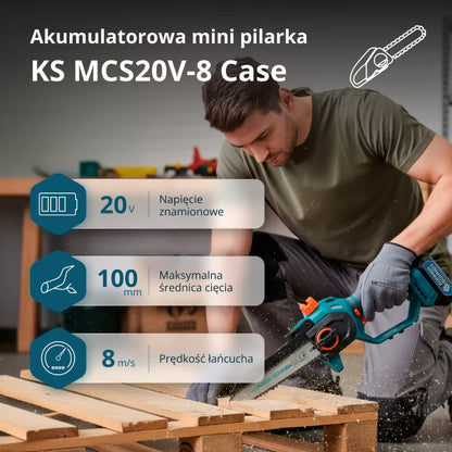 Batteridrevet Minikædesav 20 cm 20V KS MCS20V-8 Case PLUS