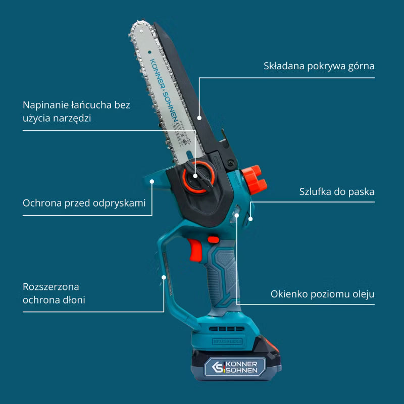 Batteridrevet Minikædesav 20 cm 20V KS MCS20V-8 Case PLUS