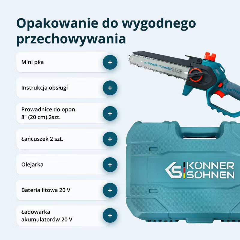 Batteridrevet Minikædesav 20 cm 20V KS MCS20V-8 Case PLUS