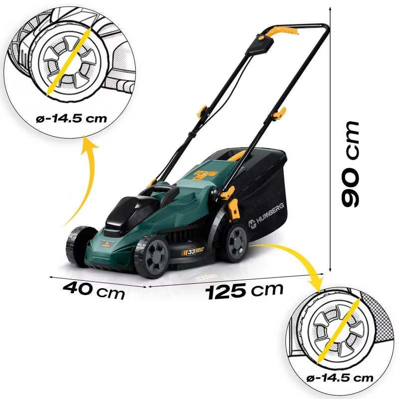 Batteridrevet Plæneklipper 33 cm Grøn HM-611