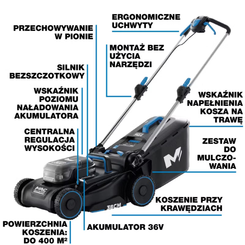 Batteridrevet Plæneklipper 36V 38 cm MCT1191LWM