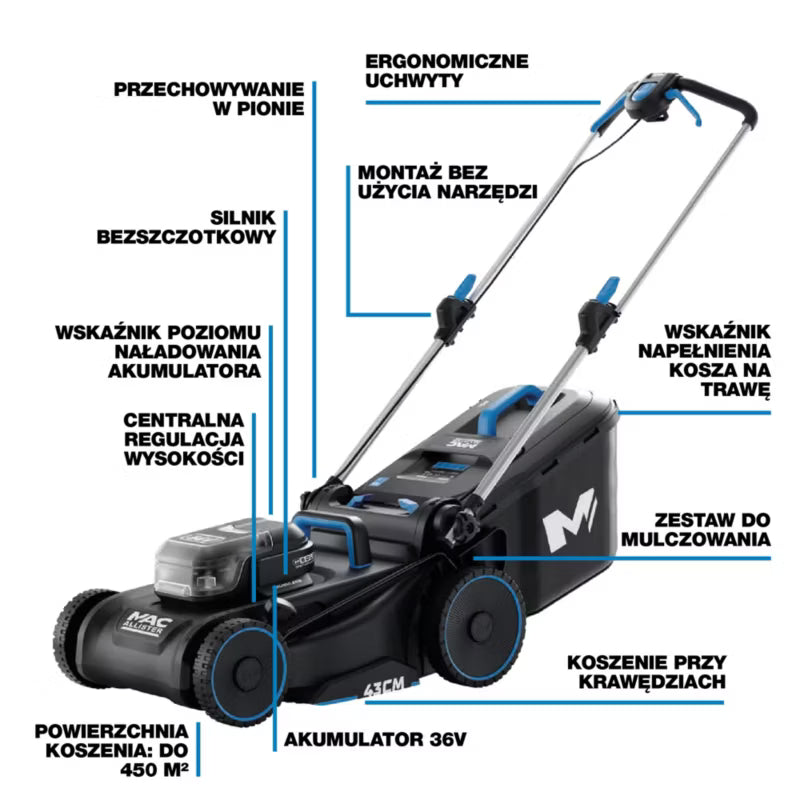 Batteridrevet Plæneklipper 36V 43 cm MCT1193LWM