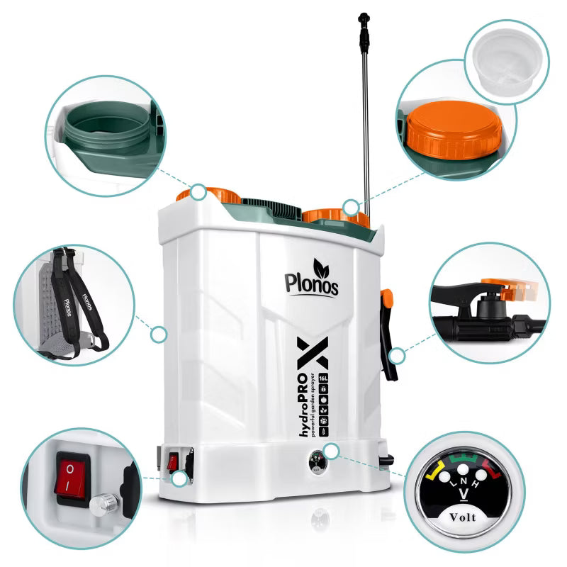 Batteridrevet Rygsprøjte 16 Liter Hvid